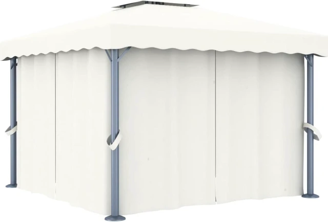 Main image of vidaXL Gazebo with Curtain 9.8'x9.8' Cream White Aluminum