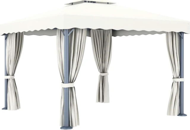 Alt view image 4 of 4 - vidaXL Gazebo with Curtain 9.8'x9.8' Cream White Aluminum