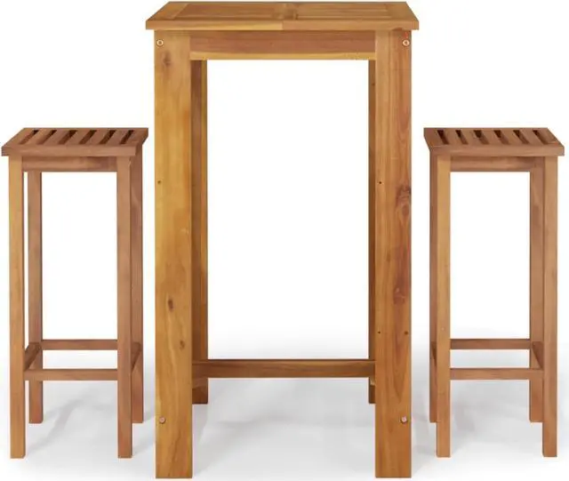 Alt view image 2 of 10 - vidaXL 3 Piece Patio Dining Set Solid Wood Acacia