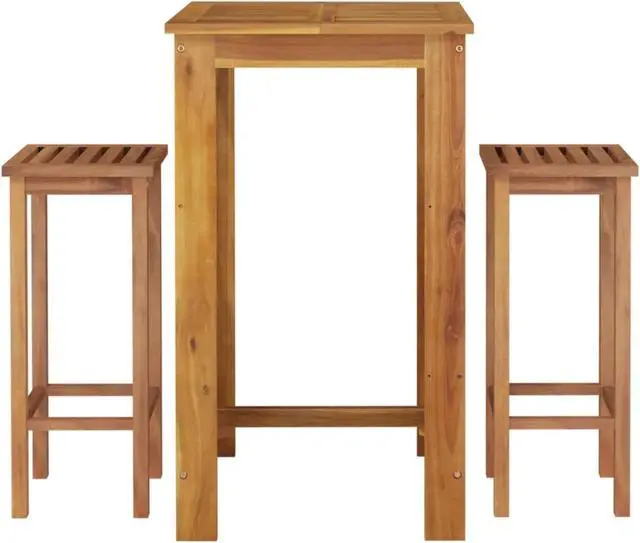 Alt view image 3 of 10 - vidaXL 3 Piece Patio Dining Set Solid Wood Acacia