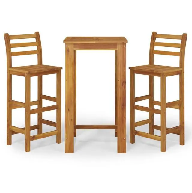Alt view image 2 of 10 - vidaXL 3 Piece Patio Dining Set Solid Wood Acacia