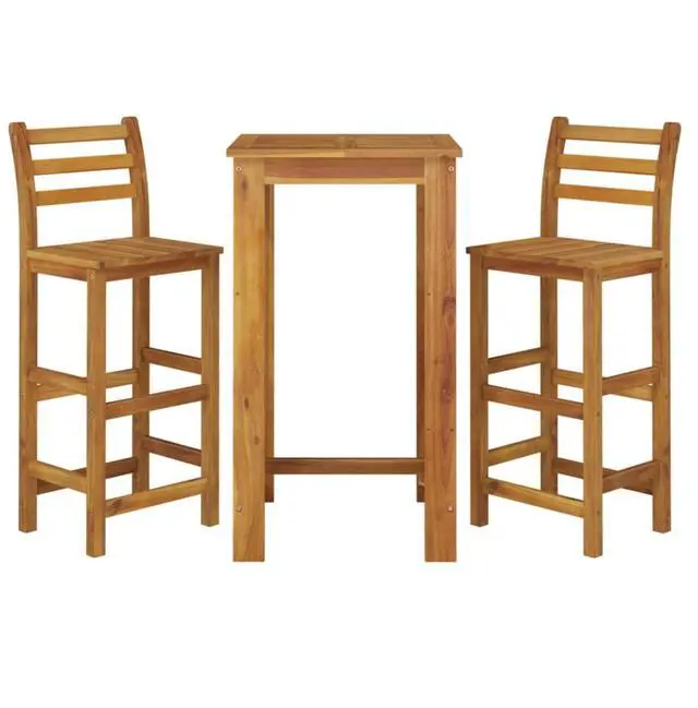 Alt view image 3 of 10 - vidaXL 3 Piece Patio Dining Set Solid Wood Acacia