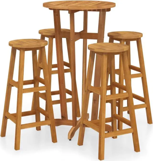 Alt view image 2 of 10 - vidaXL 5 Piece Patio Dining Set Solid Wood Acacia