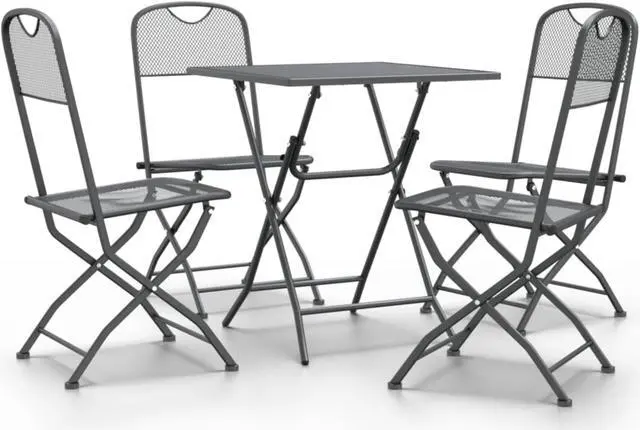 Alt view image 2 of 10 - vidaXL 5 Piece Patio Dining Set Expanded Metal Mesh Anthracite