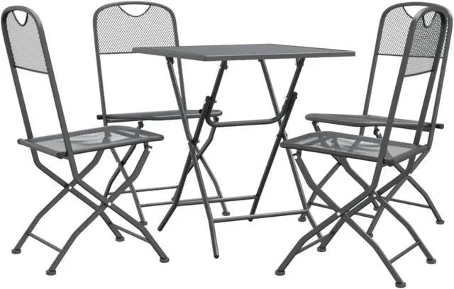 Alt view image 3 of 10 - vidaXL 5 Piece Patio Dining Set Expanded Metal Mesh Anthracite