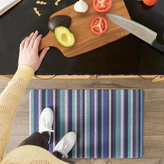 Alt view image 5 of 6 - DII Blue Tonal Stripe Tufted Mat 17.75x29.5 inches