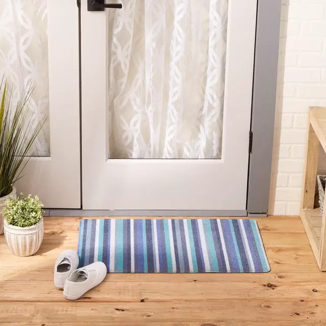 Alt view image 6 of 6 - DII Blue Tonal Stripe Tufted Mat 17.75x29.5 inches