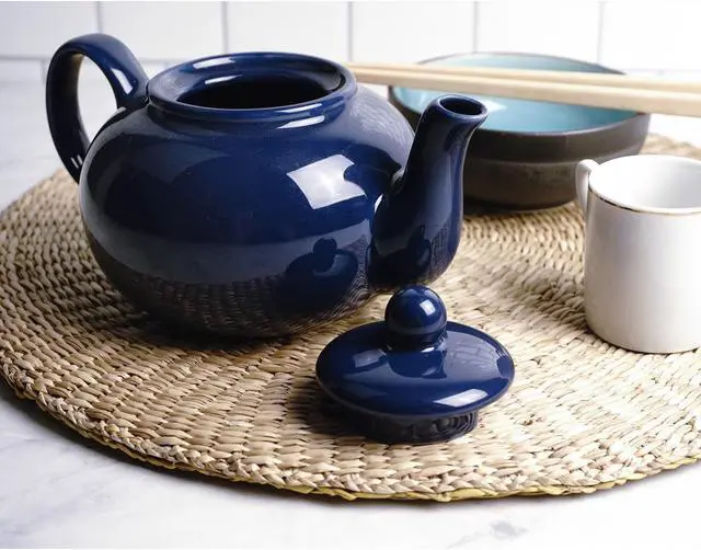 Alt view image 5 of 6 - RSVP International 16oz Stoneware Teapot, Blue