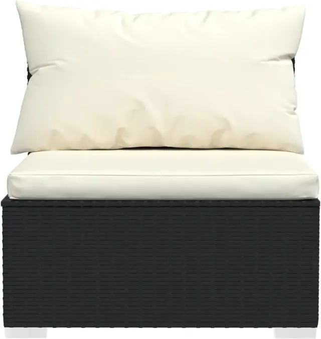 Alt view image 7 of 9 - vidaXL 4 Piece Patio Lounge Set with Cushions Black Poly Rattan