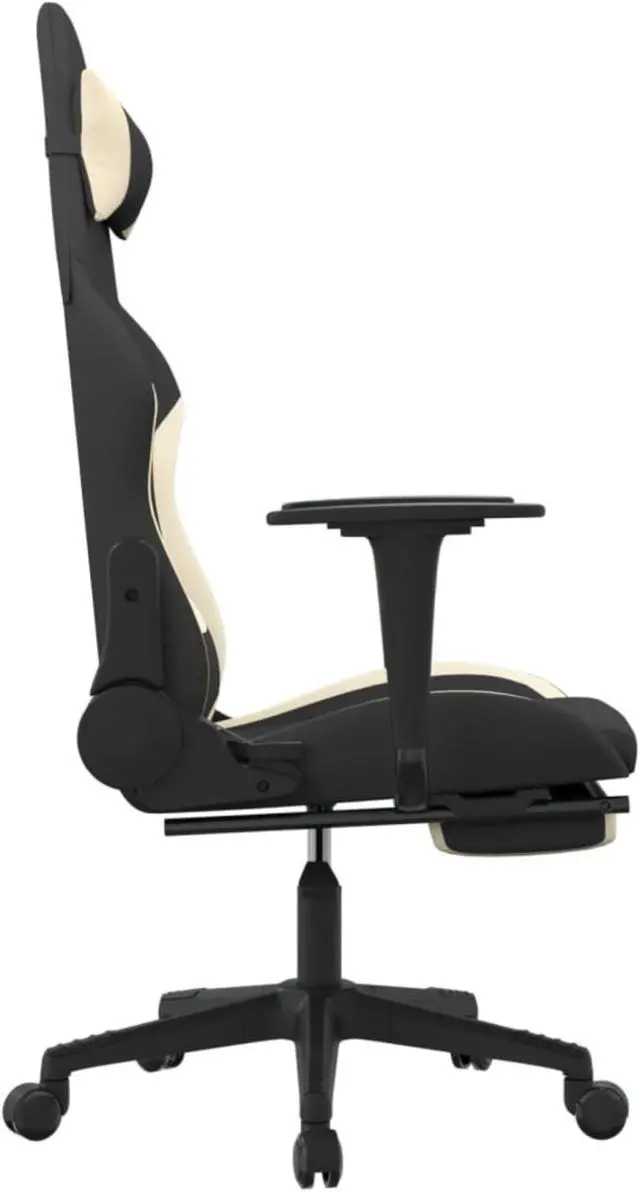 Alt view image 3 of 10 - vidaXL Gaming Chair with Footrest Black and Cream Fabric