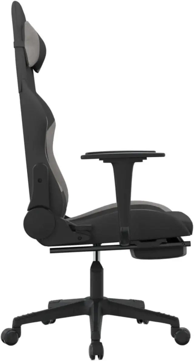 Alt view image 4 of 11 - vidaXL Gaming Chair with Footrest Black and Light Gray Fabric