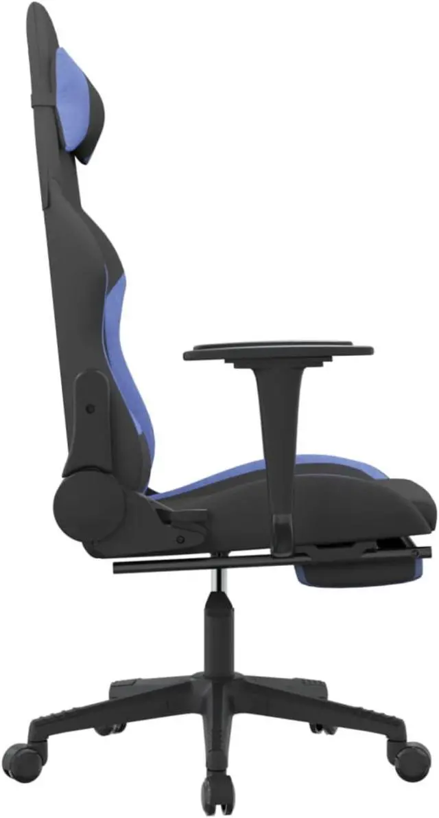 Alt view image 4 of 11 - vidaXL Gaming Chair with Footrest Black and Blue Fabric