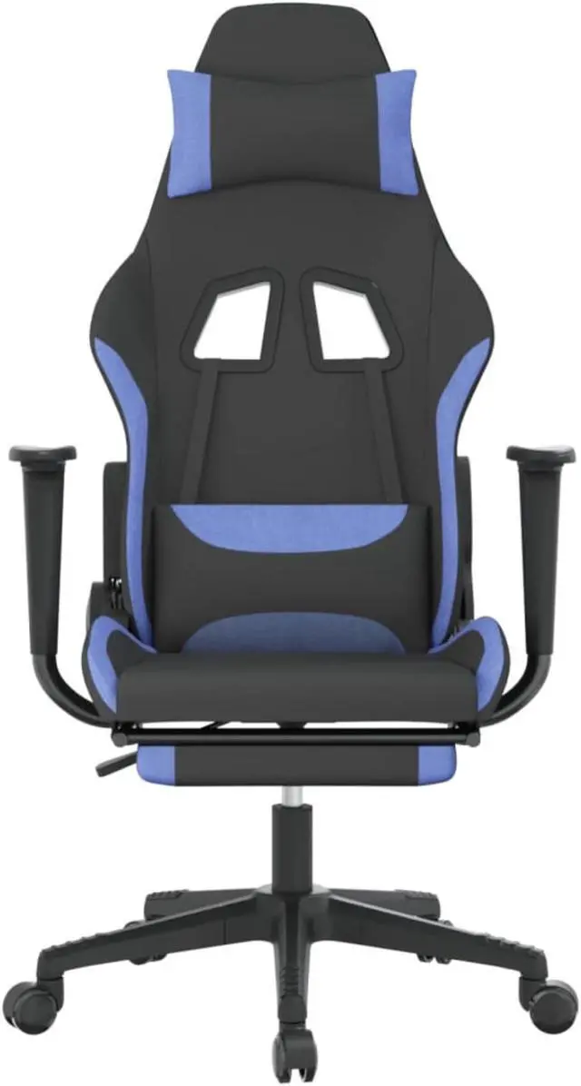 Alt view image 3 of 11 - vidaXL Gaming Chair with Footrest Black and Blue Fabric