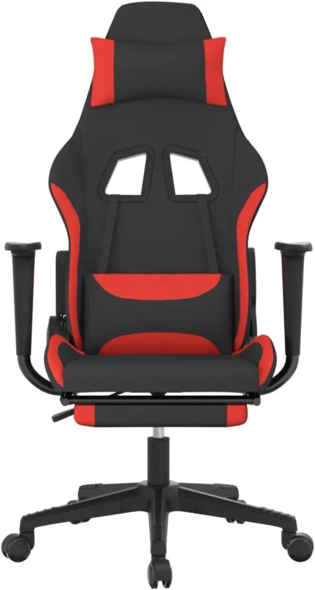 Alt view image 3 of 11 - vidaXL Gaming Chair with Footrest Black and Red Fabric