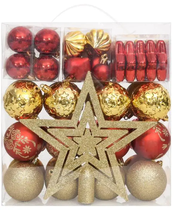 Alt view image 12 of 16 - vidaXL Christmas Bauble Set 70 Piece Christmas Ball for Xmas Tree Gold and Red