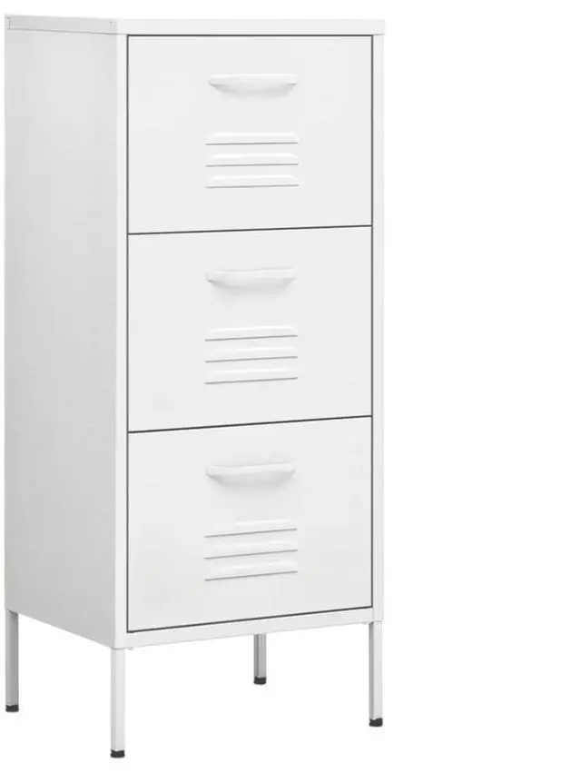 Alt view image 16 of 19 - vidaXL Storage Cabinet White 16.7" Steel Sideboard Side Cabinet Furniture