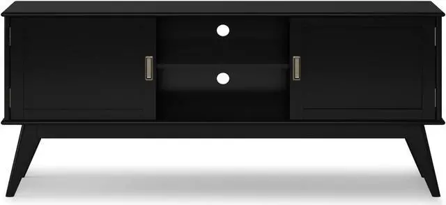 Alt view image 5 of 6 - Draper SOLID HARDWOOD Mid Century Low TV Media Stand in Black For TVs up to 65 inches