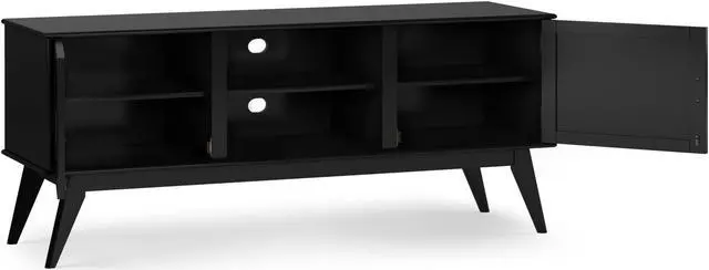 Alt view image 6 of 6 - Draper SOLID HARDWOOD Mid Century Low TV Media Stand in Black For TVs up to 65 inches