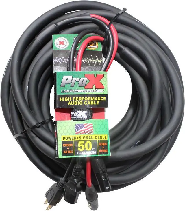 Main image of 50 Ft. Power Cord/Audio Cable IEC Female to NEMA 15P & Balanced XLR-M to XLR-F