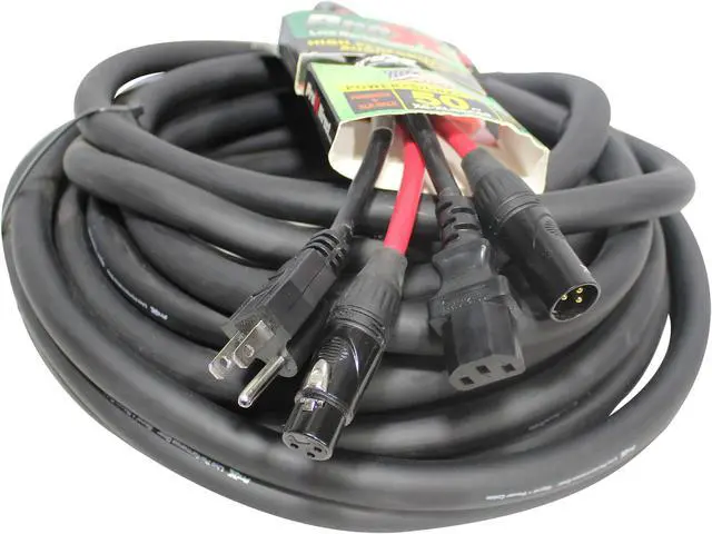 Alt view image 2 of 7 - 50 Ft. Power Cord/Audio Cable IEC Female to NEMA 15P & Balanced XLR-M to XLR-F