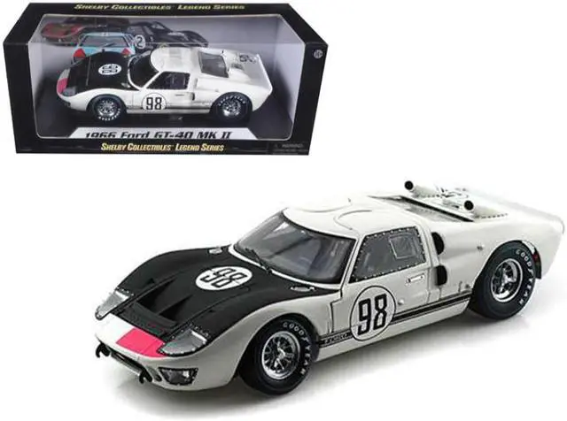 Alt view image 5 of 7 - 1966 Ford GT-40 MK 2 #98 White 1/18 Diecast Car Model by Shelby Collectibles