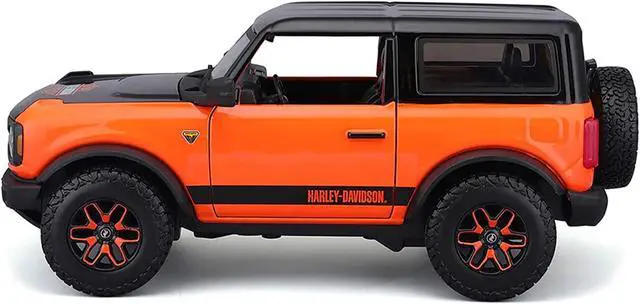 Alt view image 2 of 8 - 2021 Ford Bronco Badlands Orange and Black "Harley Davidson" "H-D Custom" Series 1/24 Diecast Model Car by Maisto