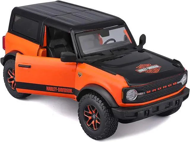 Alt view image 3 of 8 - 2021 Ford Bronco Badlands Orange and Black "Harley Davidson" "H-D Custom" Series 1/24 Diecast Model Car by Maisto