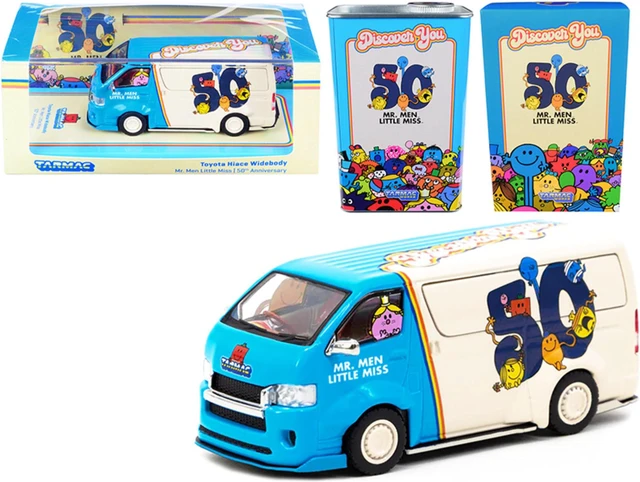 Alt view image 2 of 3 - Toyota Hiace Widebody Van "Mr. Men Little Miss 50th Anniversary" (1971-2021) with METAL OIL CAN 1/64 Diecast Model Car by Tarmac Works