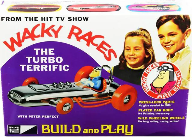 Alt view image 2 of 6 - Skill 2 Snap Model Kit The Turbo Terrific with Peter Perfect Figurine "Wacky Races" (1968) TV Series 1/25 Scale Model by MPC