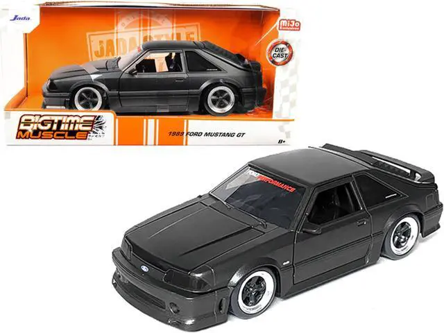 Alt view image 2 of 9 - 1989 Ford Mustang GT 5.0 Matt Black Metallic with Matt Black Hood "Bigtime Muscle" Series 1/24 Series Diecast Model Car by Jada