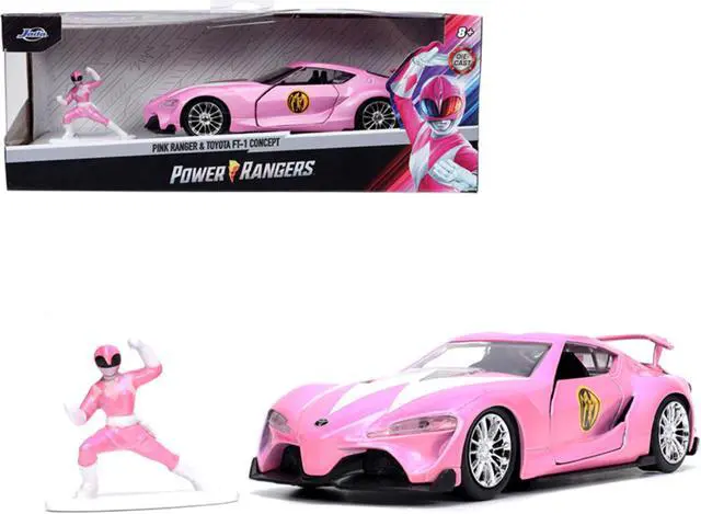 Alt view image 2 of 8 - Toyota FT-1 Concept Pink Metallic and Pink Ranger Diecast Figurine "Power Rangers" "Hollywood Rides" Series 1/32 Diecast Model Car by Jada