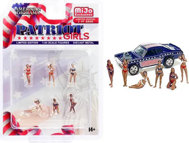 Alt view image 2 of 6 - "Patriot Girls" 6 piece Diecast Figurines Set Limited Edition to 4800 pieces Worldwide for 1/64 Scale Models by American Diorama