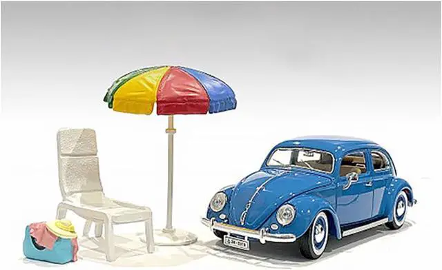 Alt view image 2 of 9 - "Beach Girls" Accessories (Beach Chair and Beach Umbrella and Duffle Bag) for 1/24 Scale Models by American Diorama