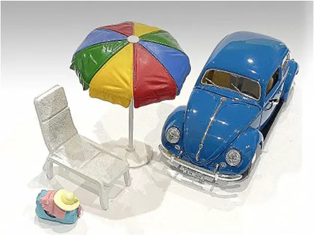 Alt view image 4 of 9 - "Beach Girls" Accessories (Beach Chair and Beach Umbrella and Duffle Bag) for 1/24 Scale Models by American Diorama