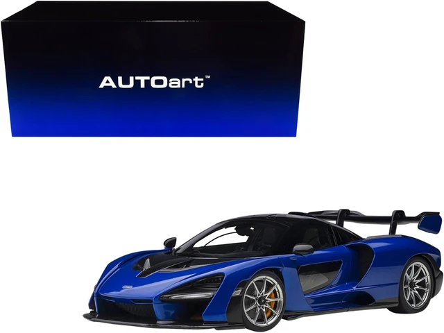 Alt view image 2 of 4 - Mclaren Senna Trophy Kyanos Blue and Black with Carbon Accents 1/18 Model Car by Autoart