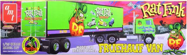 Alt view image 2 of 12 - Skill 3 Model Kit Fruehauf FB Beaded Panel Van Trailer "Rat Fink" 1/25 Scale Model by AMT