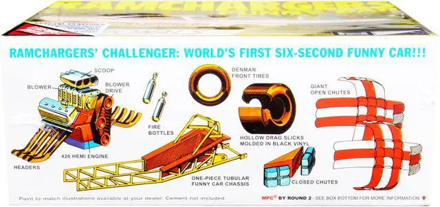 Alt view image 3 of 12 - Skill 2 Model Kit Dodge Challenger Ramchargers Funny Car "Legends of the Quarter Mile" 1/25 Scale Model by MPC