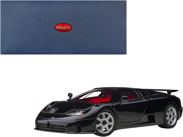 Alt view image 2 of 7 - Bugatti EB110 SS Super Sport Nero Vernice Black with Red Interior and Silver Wheels 1/18 Model Car by Autoart