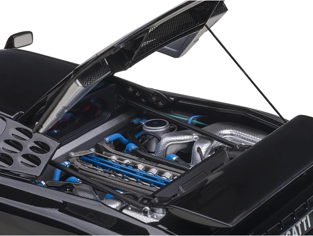 Alt view image 4 of 7 - Bugatti EB110 SS Super Sport Nero Vernice Black with Red Interior and Silver Wheels 1/18 Model Car by Autoart