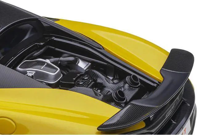 Alt view image 4 of 14 - Mclaren 600LT Sicilian Yellow and Carbon 1/18 Model Car by Autoart