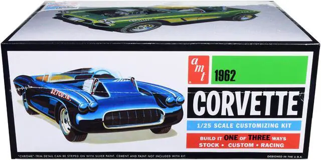 Alt view image 5 of 13 - Skill 2 Model Kit 1962 Chevrolet Corvette 3 in 1 Kit 1/25 Scale Model by AMT