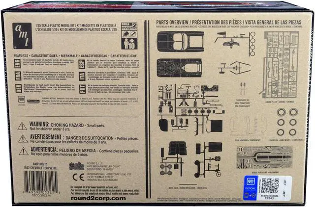 Alt view image 6 of 13 - Skill 2 Model Kit 1962 Chevrolet Corvette 3 in 1 Kit 1/25 Scale Model by AMT
