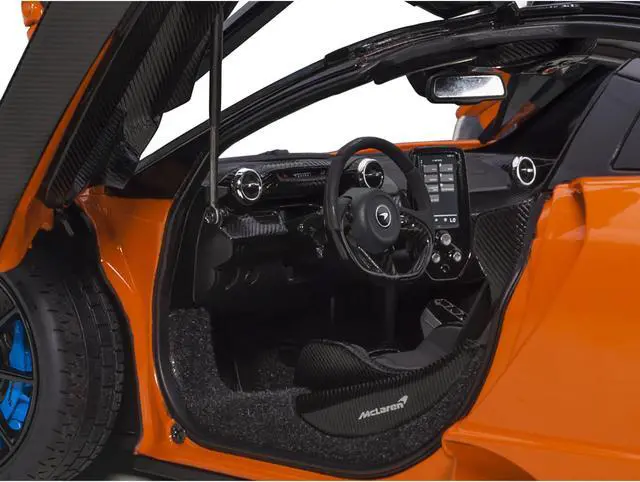 Alt view image 5 of 14 - Mclaren Senna Trophy Mira Orange and Black with Carbon Accents 1/18 Model Car by Autoart