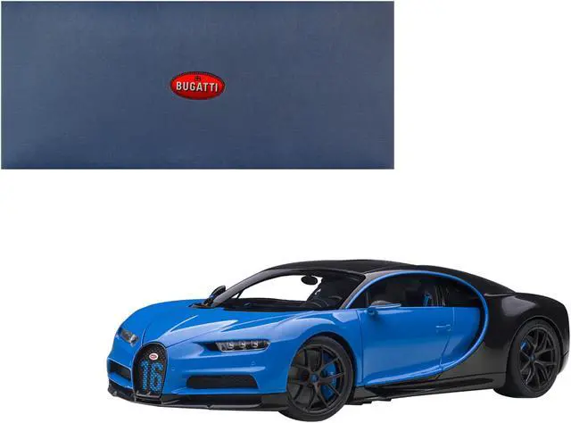 Alt view image 3 of 11 - 2019 Bugatti Chiron Sport French Racing Blue and Carbon 1/18 Model Car by Autoart