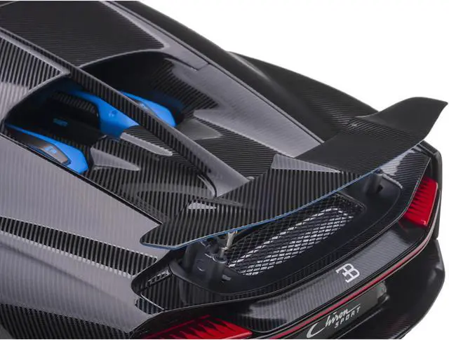 Alt view image 4 of 11 - 2019 Bugatti Chiron Sport French Racing Blue and Carbon 1/18 Model Car by Autoart