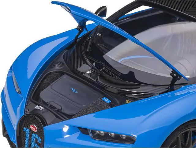 Alt view image 5 of 11 - 2019 Bugatti Chiron Sport French Racing Blue and Carbon 1/18 Model Car by Autoart