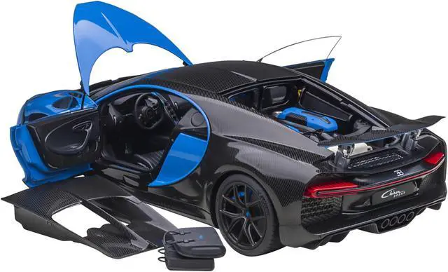 Alt view image 6 of 11 - 2019 Bugatti Chiron Sport French Racing Blue and Carbon 1/18 Model Car by Autoart