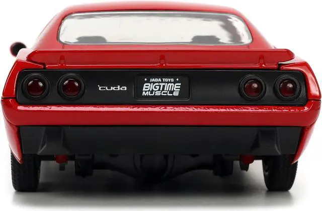 Alt view image 4 of 16 - 1973 Plymouth Barracuda Red with Black Stripes "Bigtime Muscle" Series 1/24 Diecast Model Car by Jada