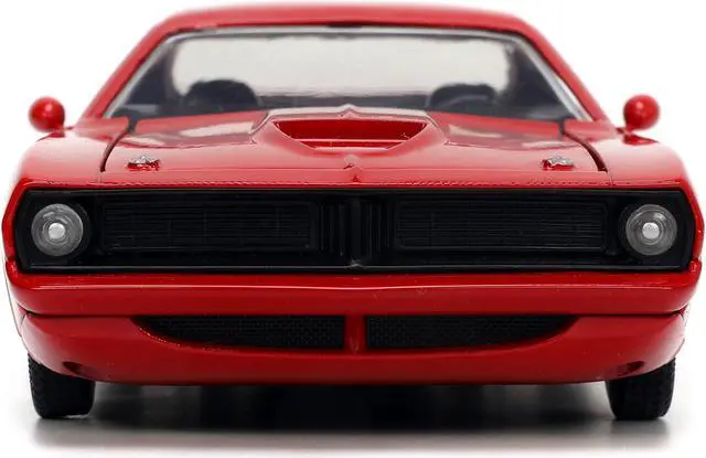 Alt view image 6 of 16 - 1973 Plymouth Barracuda Red with Black Stripes "Bigtime Muscle" Series 1/24 Diecast Model Car by Jada