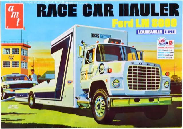 Alt view image 2 of 12 - Skill 3 Model Kit Ford LN 8000 Race Car Hauler Louisville Line 1/25 Scale Model by AMT